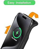 Vista 4 de Funda de carga inalámbrica para iPhone 15 Pro Max, 12000 mAh de alta capacidad, portátil, recargable, carga inalámbrica Qi con iPhone 15 Pro Max