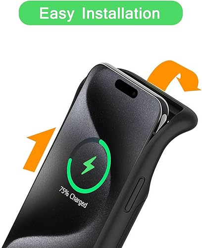 Miniatura 4 de Funda de carga inalámbrica para iPhone 15 Pro Max, 12000 mAh de alta capacidad, portátil, recargable, carga inalámbrica Qi con iPhone 15 Pro Max