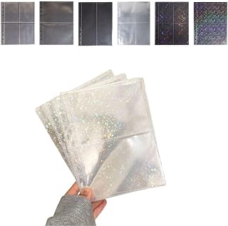 【LINAXYZ】A5 ハート柄 メッシュ 6穴 バインダー トレカ シール チェキ 缶バッチ 証明写真 コレクトブック アイドル 推し活 カラーファスナー グッズ 保管 韓国風 PVC 汚れ 水濡れ 防止 (リフィル4ポケット・ハート&フラワーホログラム20枚)