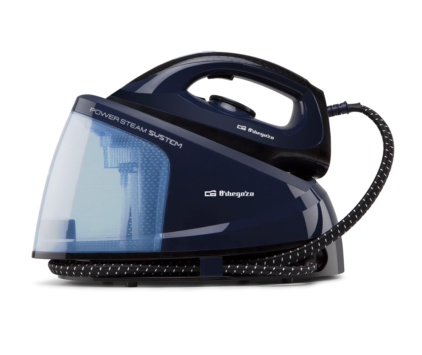 Orbegozo VP 8550 Centro de Planchado a Vapor, Planchado en Seco y a Vapor, Regulador de Temperatura, Botón Autolimpieza, Depósito de Agua Extraíble 1.2 L, 2400 W, Azul