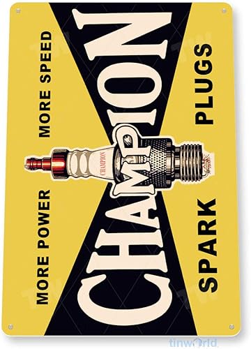 Miniatura 3 de Tinworld Letrero de estaño Champion Spark Plug Retro Metal Sign Decor Garage Auto Shop Cave A284