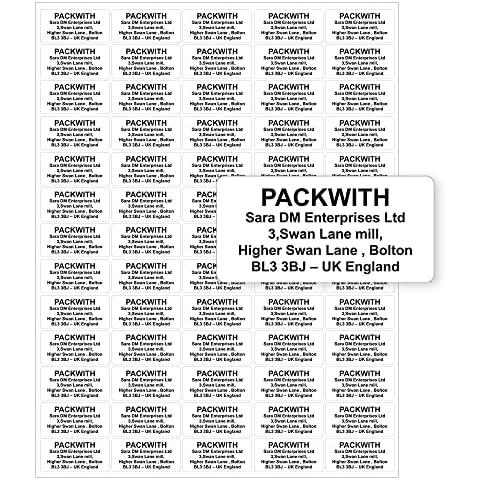 White Custom Stickers 65 Labels Per Sheet A4 Address Labels (38 x 21 mm) Personalised White Sticky Labels for Gift Card, Card Making & Return Labels Packwith® Cover