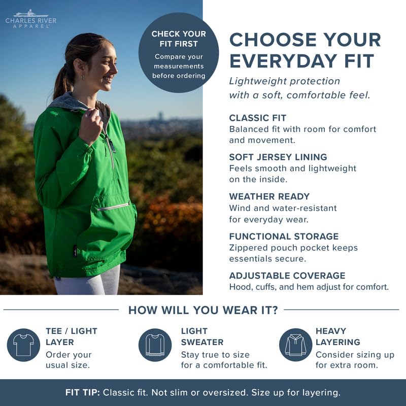 Image of Charles River Apparel Women's Chatham Anorak, Lightweight Wind and Water-Resistant Jacket with Jersey Lining