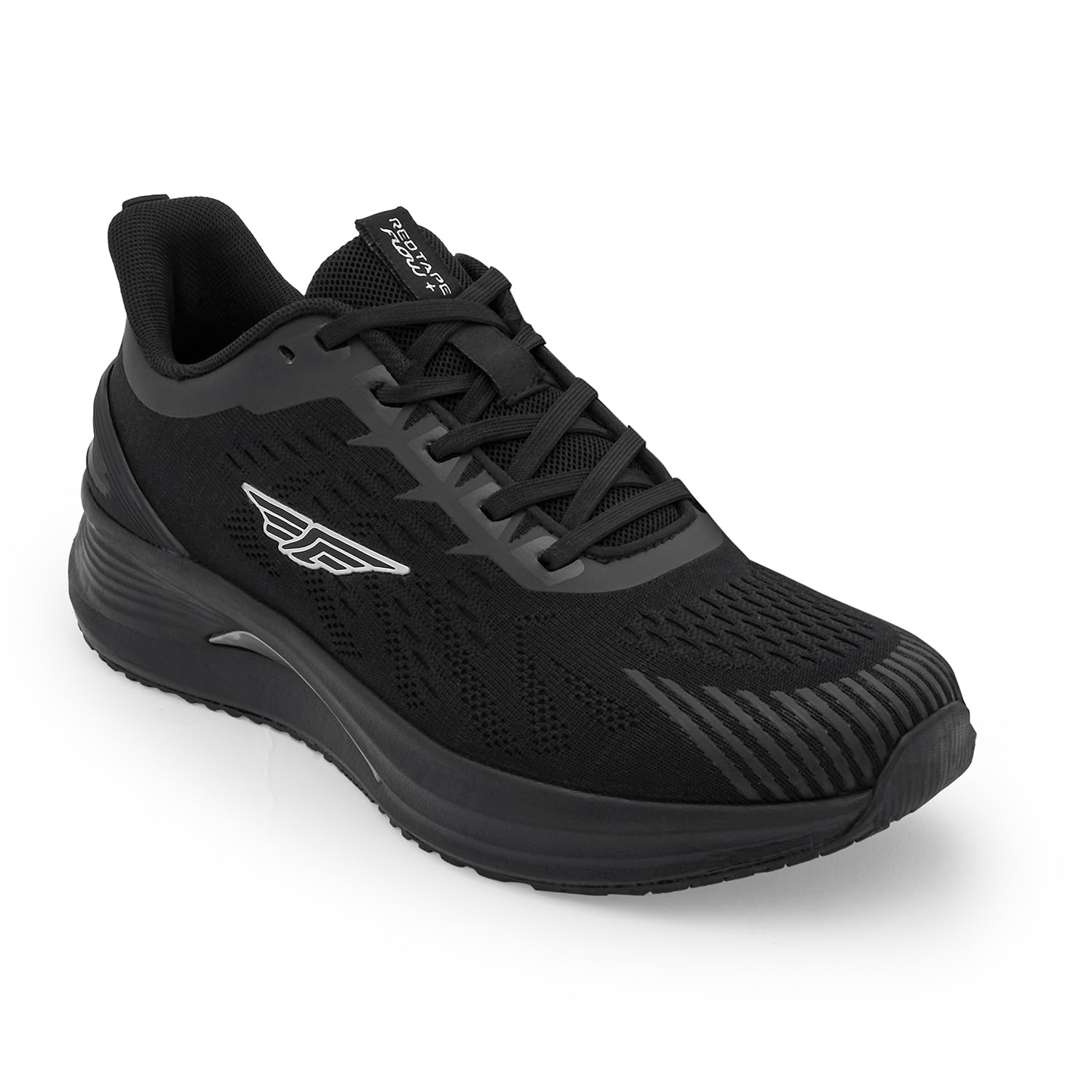 Red Tape Men's Black Athleisure Sports Shoes Black/Silver - Image 1