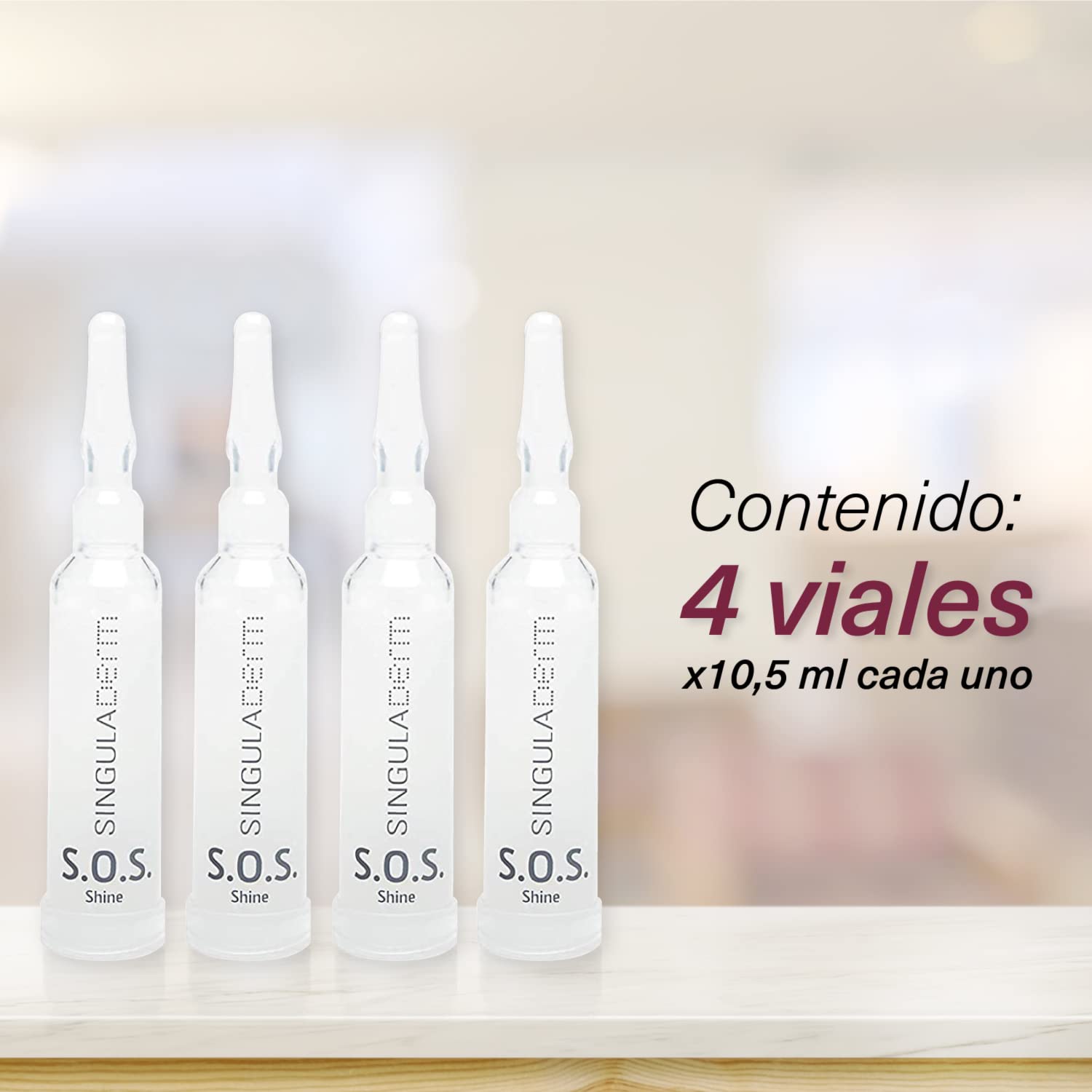 Singuladerm - S.O.S Shine 4 viales x 10,5 ml cada uno - Sérum antiedad con Factores de Crecimiento Naturales y Ácido Hialurónico para piel con manchas