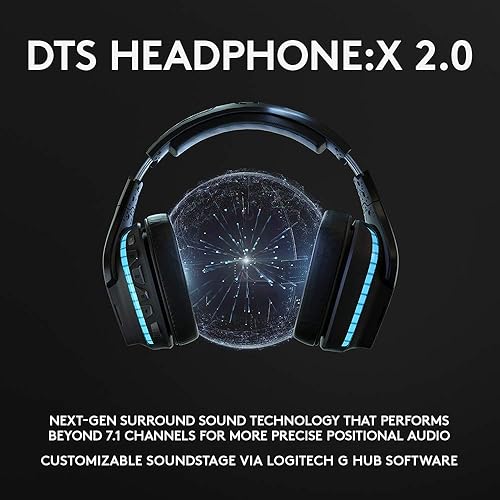 Miniatura 4 de Logitech G935 - Auriculares inalámbricos DTSX 71 con sonido envolvente LIGHTSYNC RGB para juegos de PC color negro azul renovado