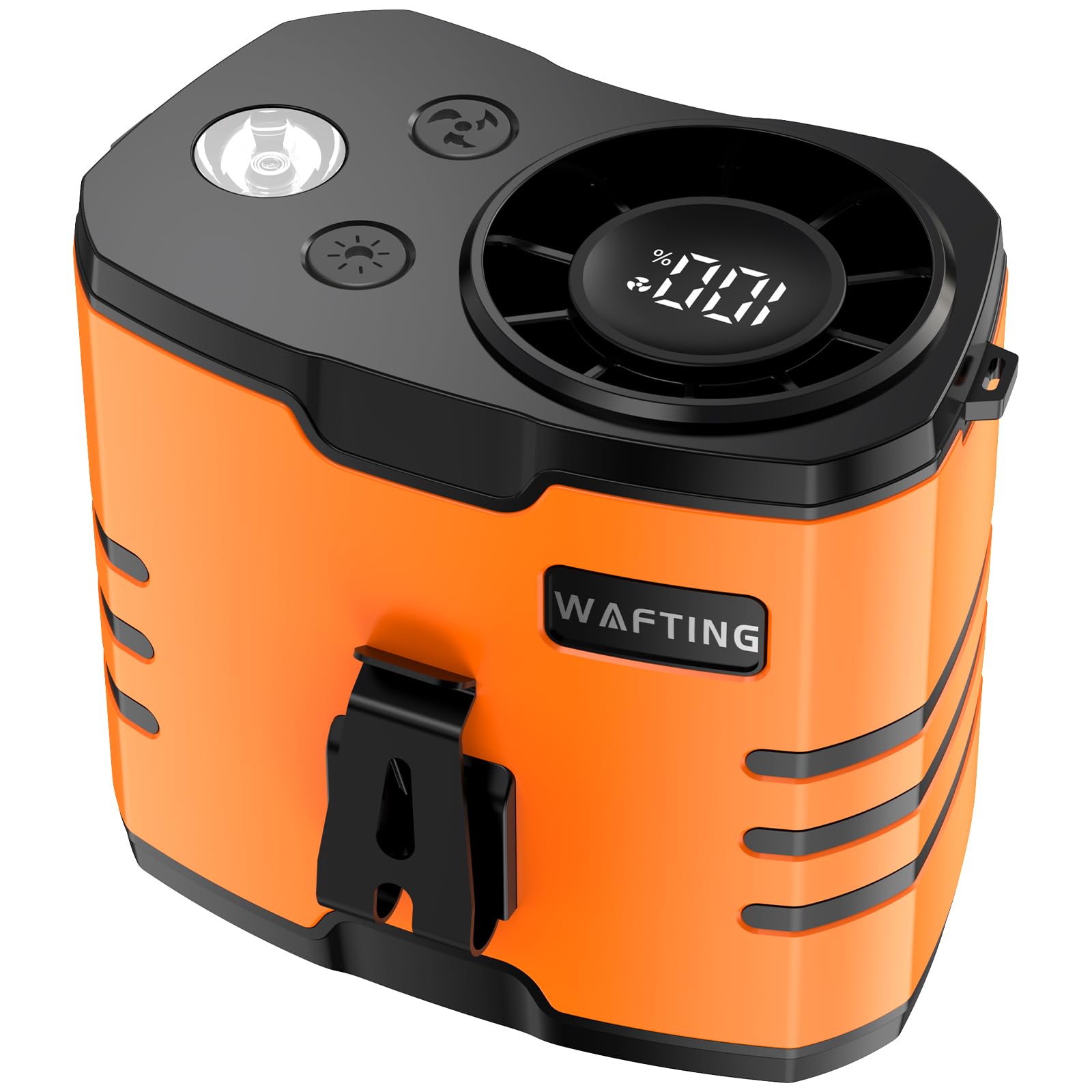 WAFTINGPortable Waist Fan - 12000RPM High-Speed Belt Fan, 10-Speed Adjustable, 10000mAh Rechargeable, LED Display Shirt Air Conditioner for Camping, Hiking, and Outdoor Work(Orange)