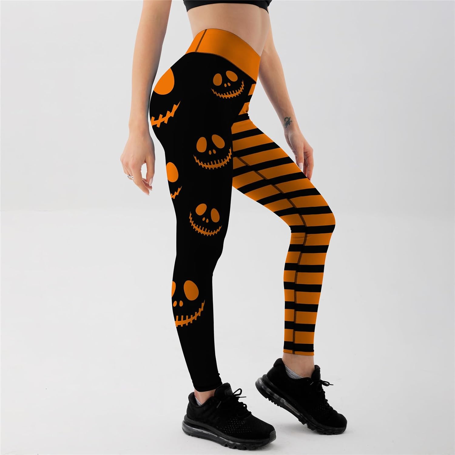 Women's Halloween Demon Print High Waist Leggings for Workout, Yoga, and Running