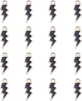 KitBeads 100Pcs Black Enamel Weather Theme Flash Charms Bulk