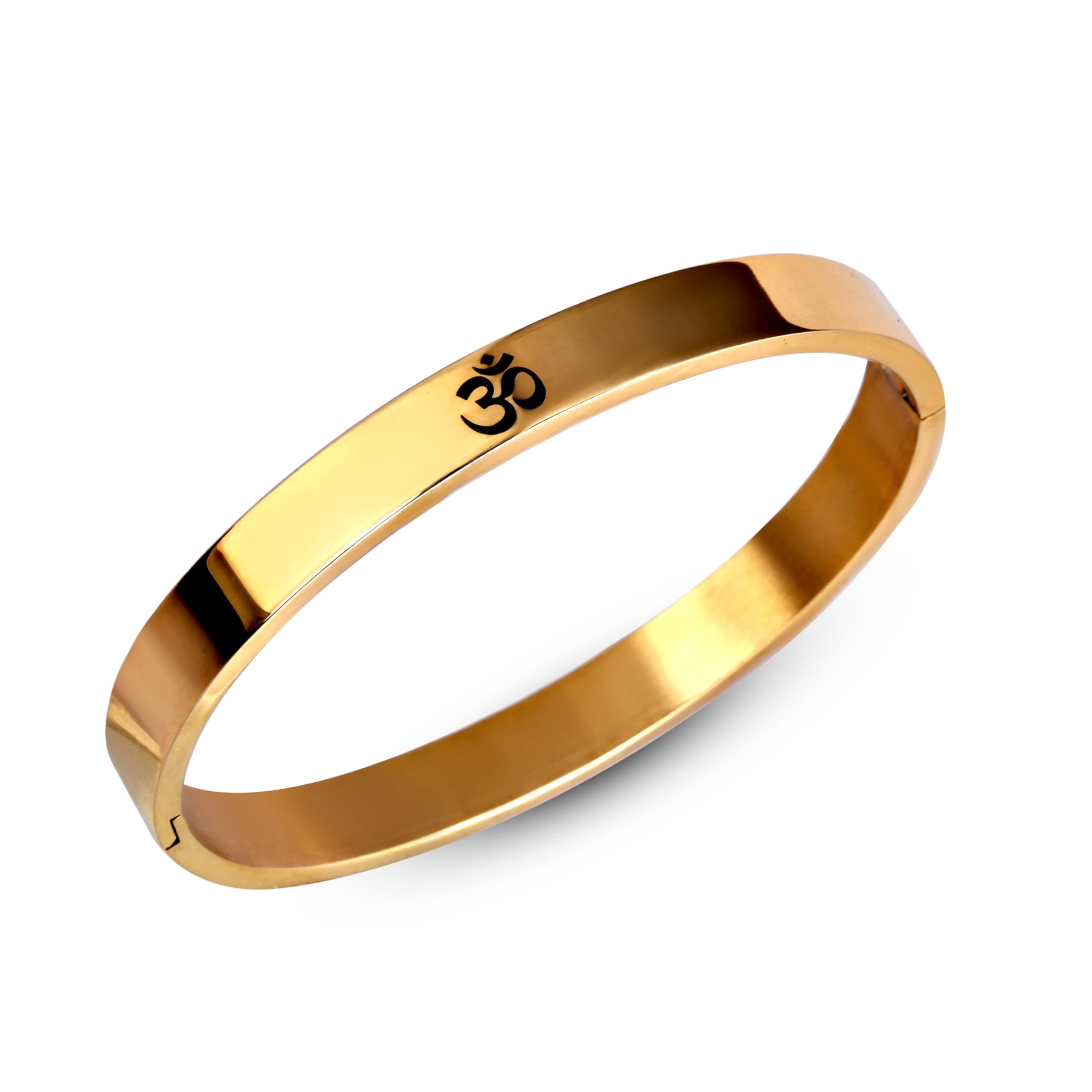 Bracelet for Men Stainless Steel | Aum Om Kada for men Bracelets | Bracelet for Boys Gold,Kada | Waterproof, Anti-tarnish Bracelet golden, Rust-free, Skin friendly | 8 mm Bracelets for Men