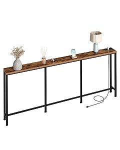 CHOEZON 78 7 Narrow Console Table with Power Outlet 7 1 Skinny Sofa Table Long Behind Couch Table