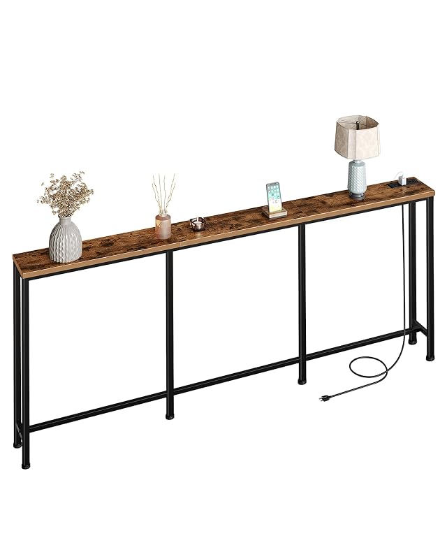 CHOEZON 78 7 Narrow Console Table with Power Outlet 7 1 Skinny Sofa Table Long Behind Couch Table
