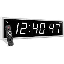Ivation Oversized 36" Large Digital LED Clock | Large Digital Clock with Multifunction Display - Stopwatch, Timer, Alarm, Temperature, Date | 6 Brightness Levels, Time Memory & Remote White |  6 |