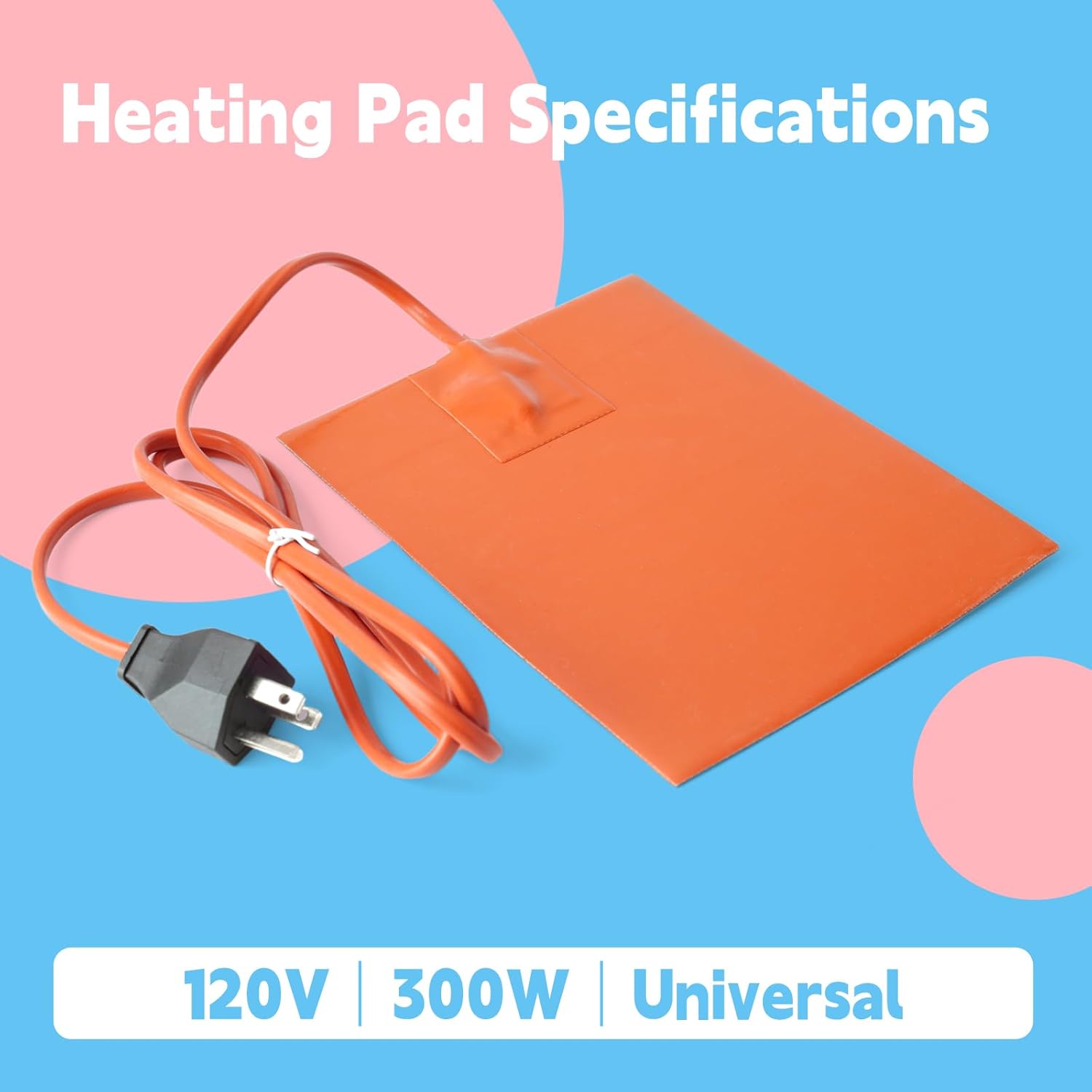 2 Pcs Silicone Heater Pad for Car Engine Oil Pan/Tank Reservoir Container Metal Surface, 6" x 8" 120V 300W Self-Adhesive Universal Electric Heating Pad Orange