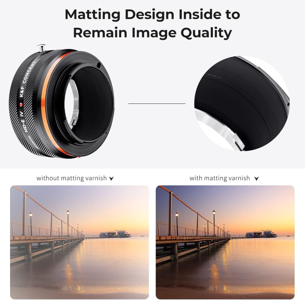 K&F Concept Lens Mount Adapter MD-NEX IV Manual Focus Compatible with Minolta Rokkor (SR/MD/MC) Lens and Sony E Mount Camera Body