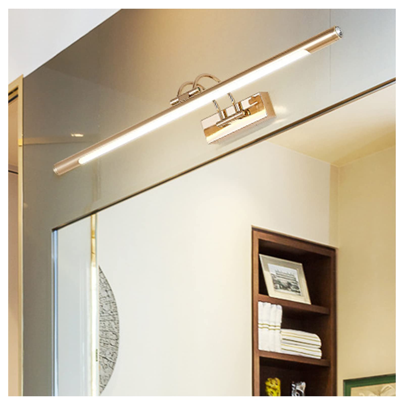 Vanity Lighting Simple 52/70cm Espejo Luces Delanteras, Nordic Golden Postmodern Hotel Apartment Impermeable Mural Tocador Maquillaje Led Espejo Gabinete Lámpara Luces De Baño, 52CM (70CM)