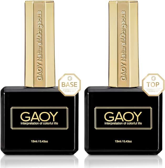 GAOY Gel Top Coat and Base Coat Set for Gel Nail Polish, 13ml 2Pcs No Wipe Clear Foundation for Acrylic Nails Poly Gel Nai...