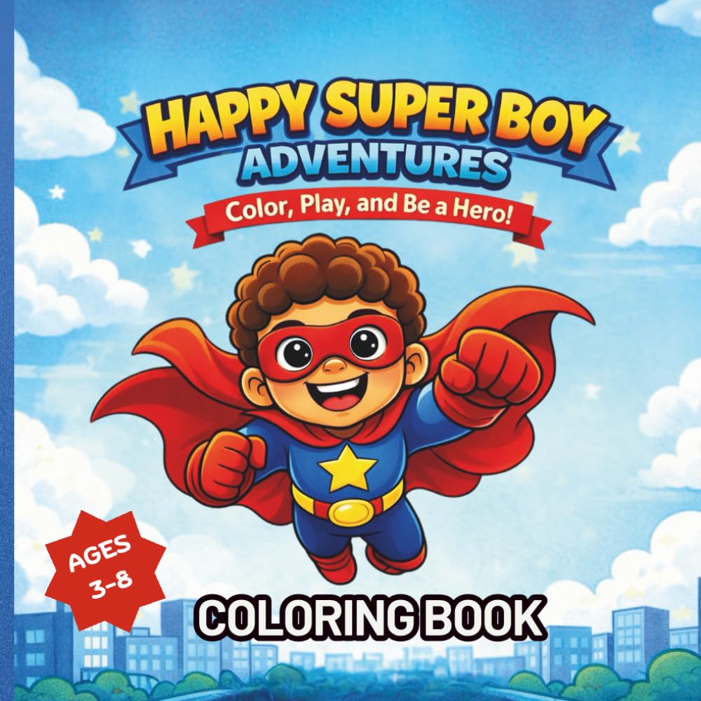 Happy Super Boy Coloring Book: A Coloring Book That Teaches Kids to Be Little Heroes, Kindness, Courage, and Confidence