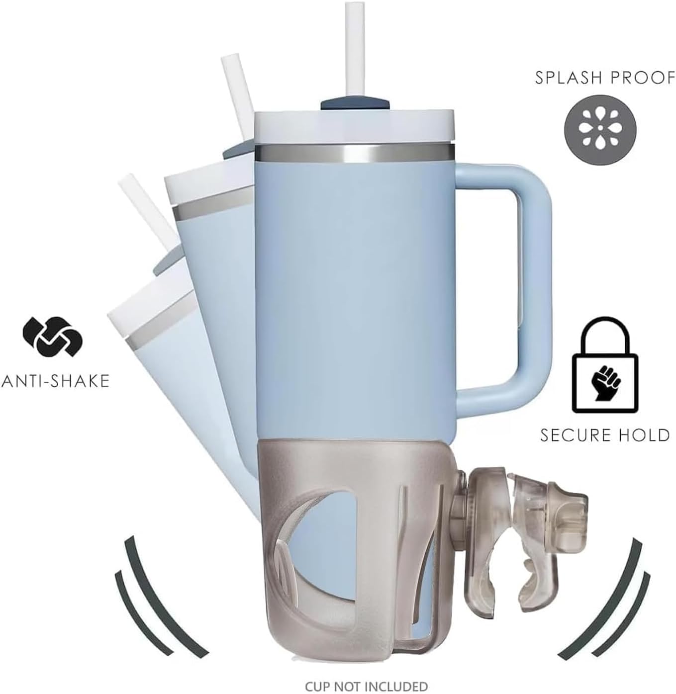 New Golf Cart Cup Holder Compatible with EZGO/Club Car/Yamaha & Most Golf Carts. A Solid Super Secure Fit. 360 Degrees Rotatable. Anti-Shake Spill Resistant. (Transparent)