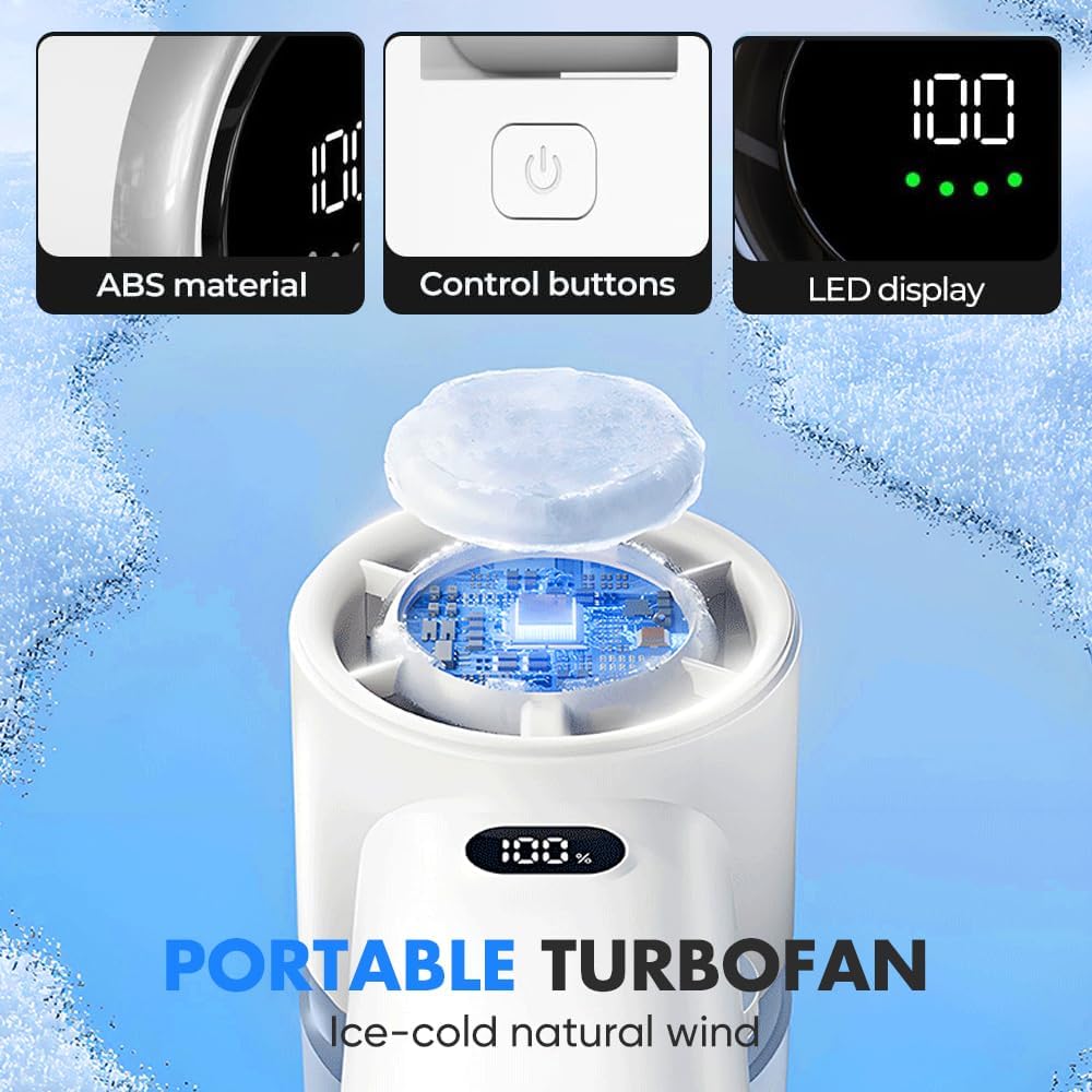 Dodorado Eigoods Portable Handheld Turbo Fan: 3 in 1 Hand Held Folding Turbine Fan, 3 Speeds Adjustable with USB Rechargeable Battery Operated for Outdoor Activities, Travel, Beach (2 pcs black)
