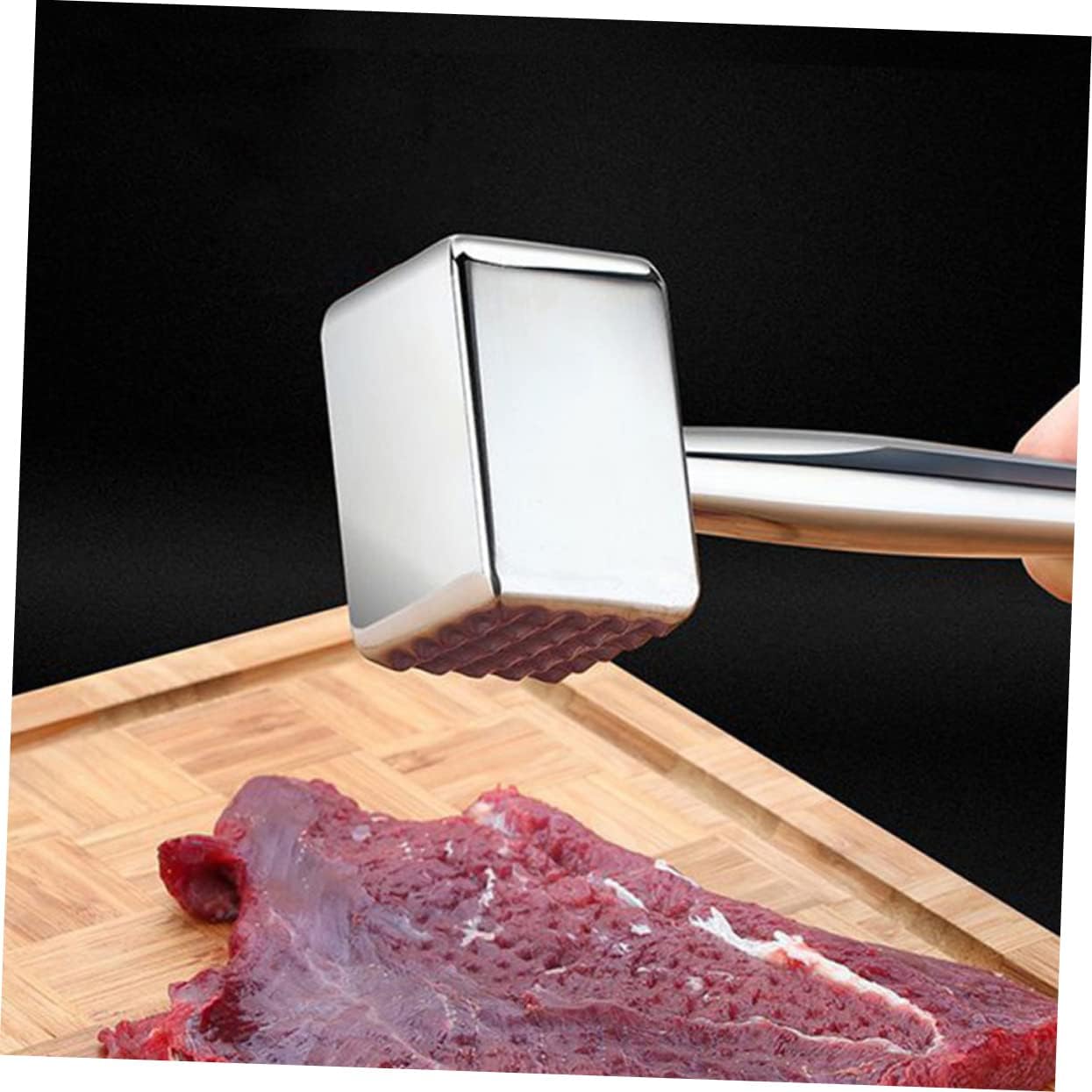 PRETYZOOM Stainless Steel Meat Mallet Tenderizer Beef Hammer Meat Pounder Steak Perforator Tool