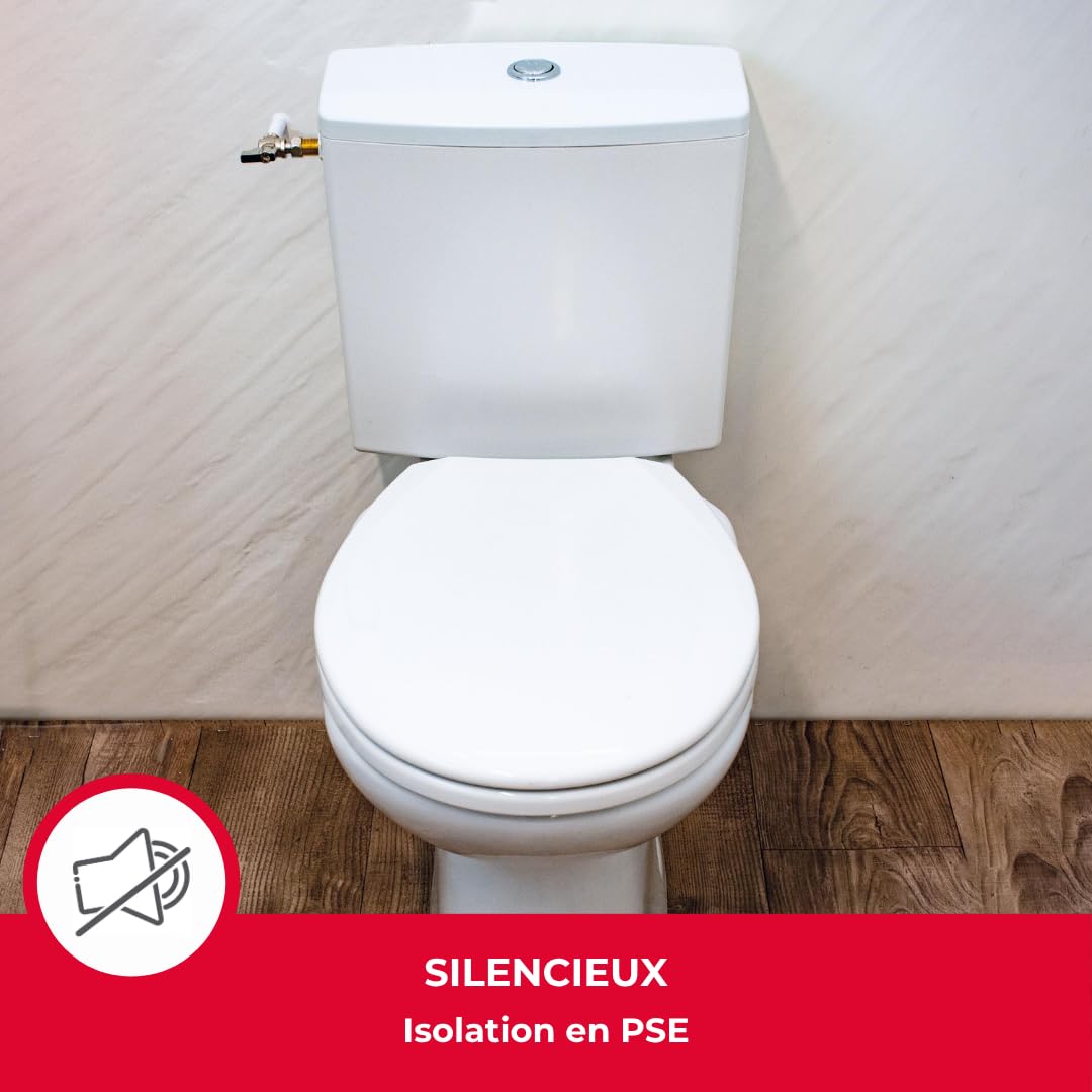 Wirquin 50720024 Réservoir WC Iseo Clean Plastique Blanc | Réservoir en plastique, kit chasse d'eau inclus, double chasse, économie d'eau, entretien facile