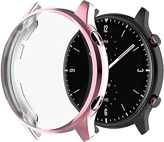 ELMO3EZZ Screen Protector Wrap Compatible with Amazfit GTR2/GTR 47 Soft TPU Shockproof Cover (Pink)