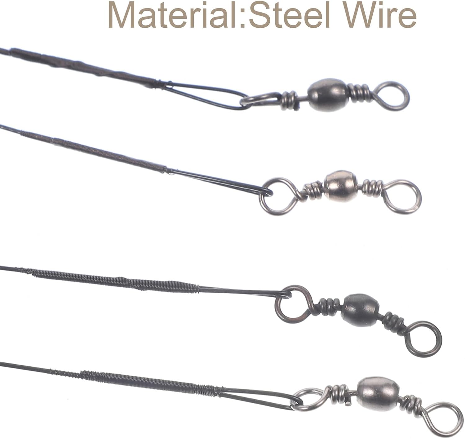 PRETYZOOM 100Pcs Steel Wire Fishing Leaders with Swivels Wear- Anti-bite Leading Lines for Saltwater and Freshwater Lure Fishing Lengths Wire Leaders for