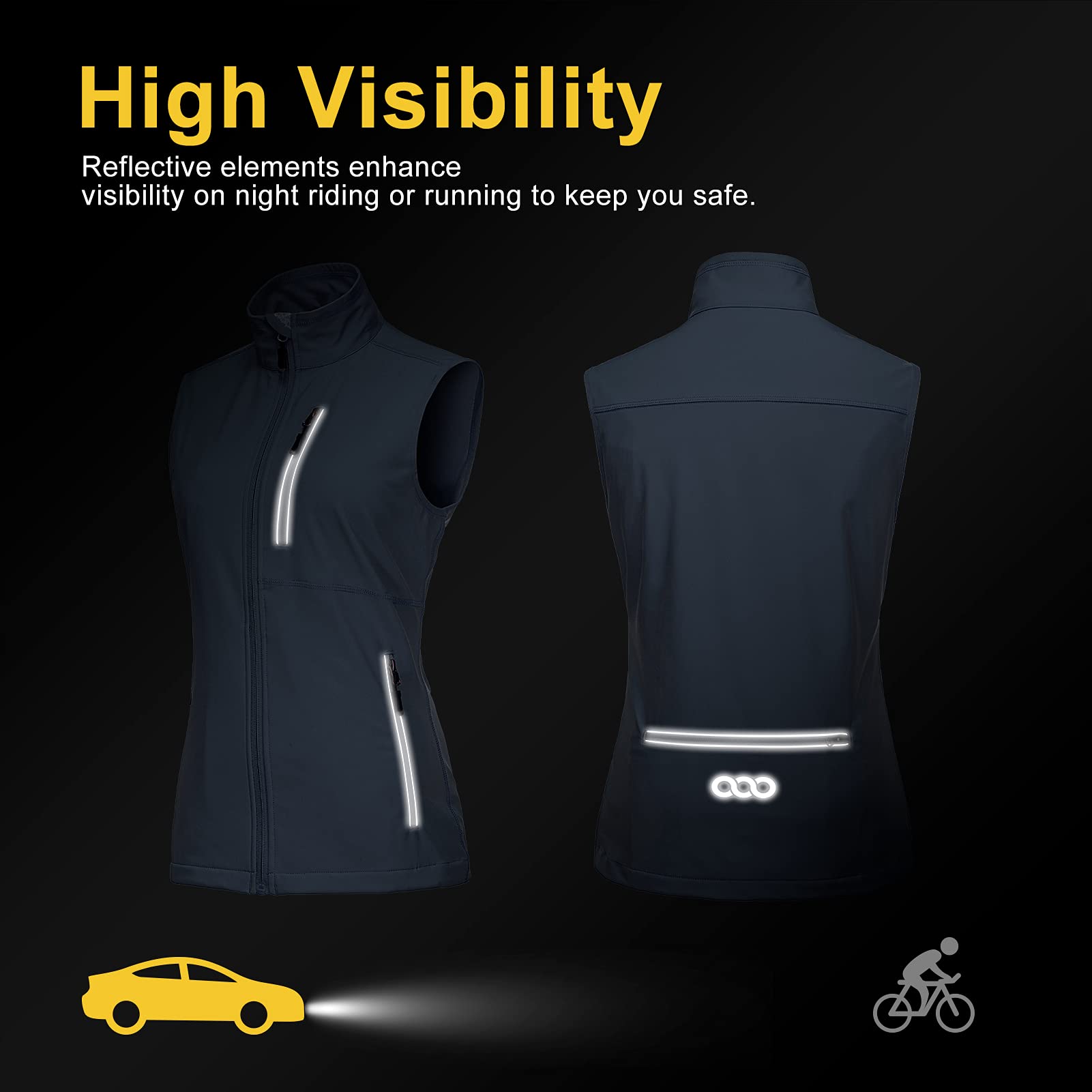 33,000ft Chaleco Outdoor Mujer, Chaqueta Soft Shell Sin Mangas, Ligera, Cortaviento, Impermeable, Transpirable, Chaleco Running, Chaleco Casual Deportivo