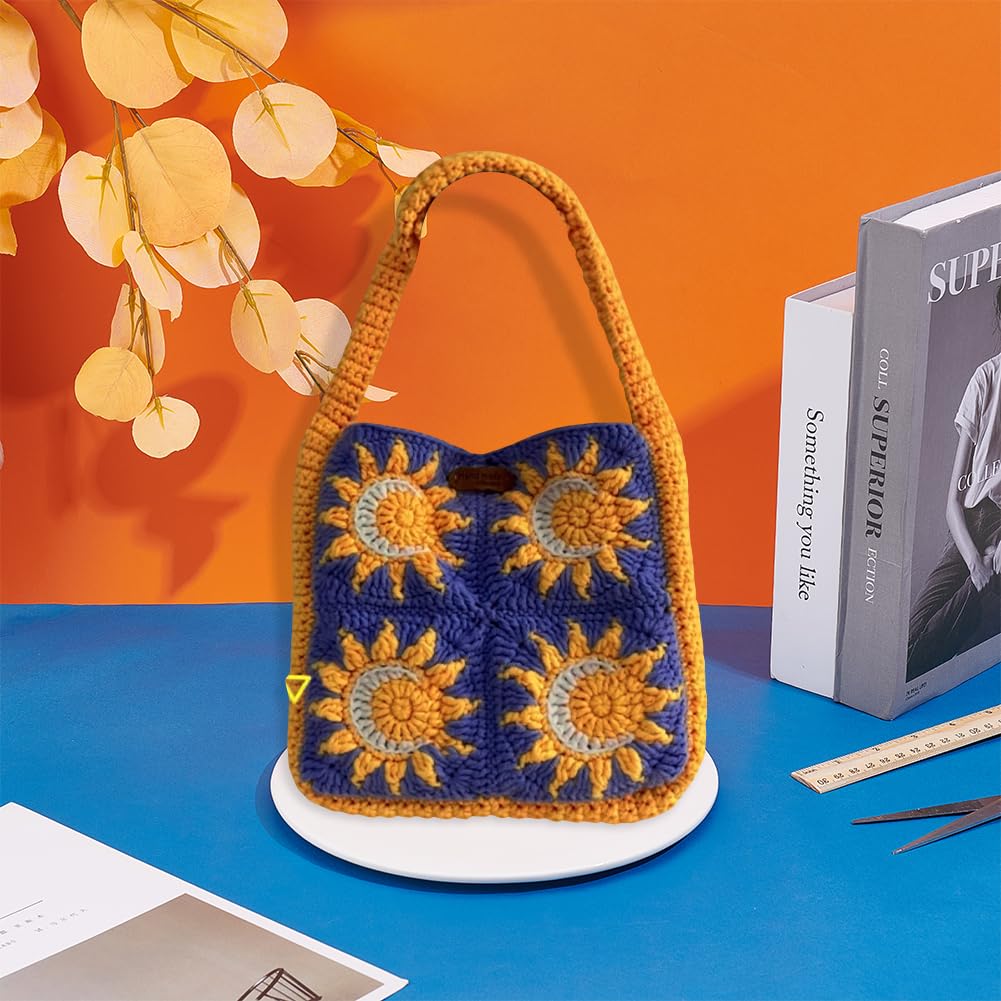FREEBLOSS Häkelset Für Anfänger Häkeltaschen Starterset Granny Square Häkel Einkaufstaschenset Sonnen Häkeltasche Strickset Mit Schritt Für Schritt Videoanleitungen Bastelprojekte Für Erwachsene