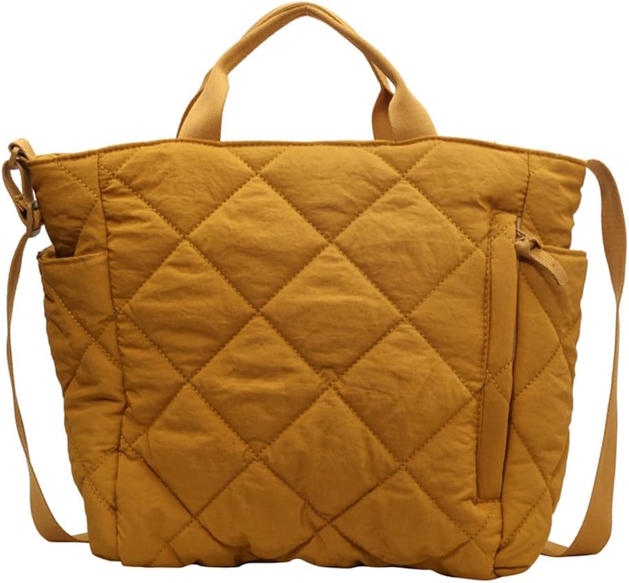 Women Quilted Tote Bag Lightweight Puffer Hobo Handbag Large Capacity Padded Shoulder Bag Satchel Travel Bag Winter Shopper Bag