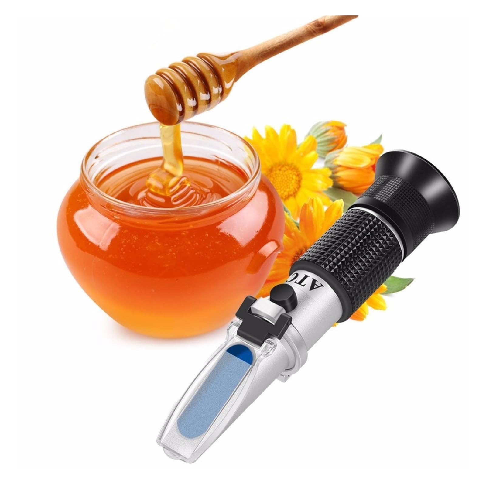 Brix-Refraktometer, digitales, Hydrometer, Handrefraktometer, Refraktionswerkzeuge, 58–90% 38–43 Be Baume Honigwein, Wassergehalt (12–27%), langlebig und einfach zu bedienen