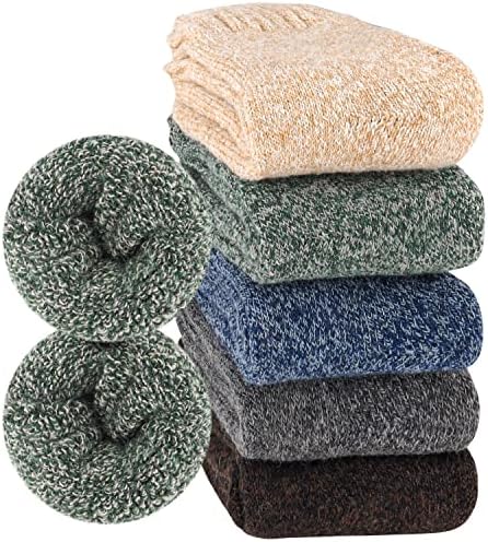 5 Pack Mens Wool Socks Warm Thick Winter Thermal Socks Men Work Boot Crew Socks