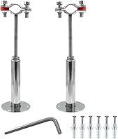 LifCratms 2-Pack Stainless Steel Adjustable Pipe Brackets 15-19mm - Ceiling Wall Mount Supports (100-200mm) w/Screws & Hardware
