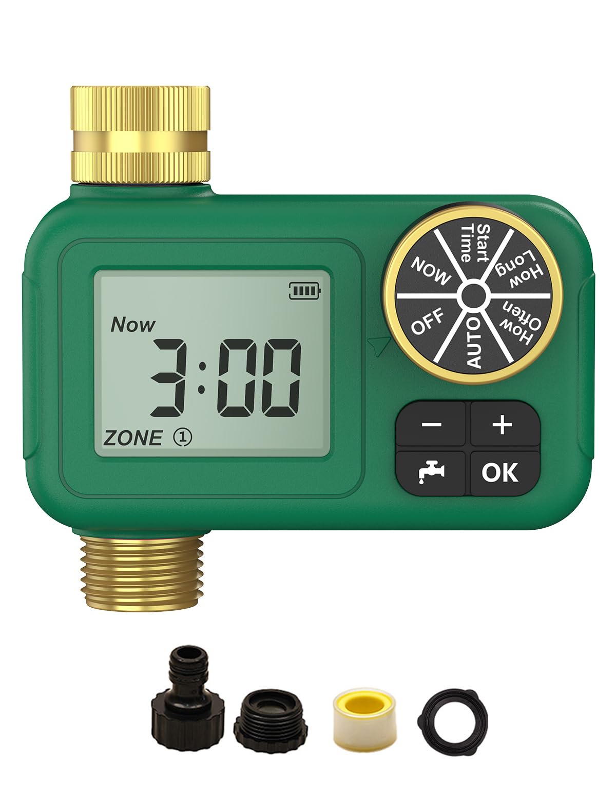 MOES Water Timer for Garden Hose, 1 Outlet, Rain Delay, Brass Fittings