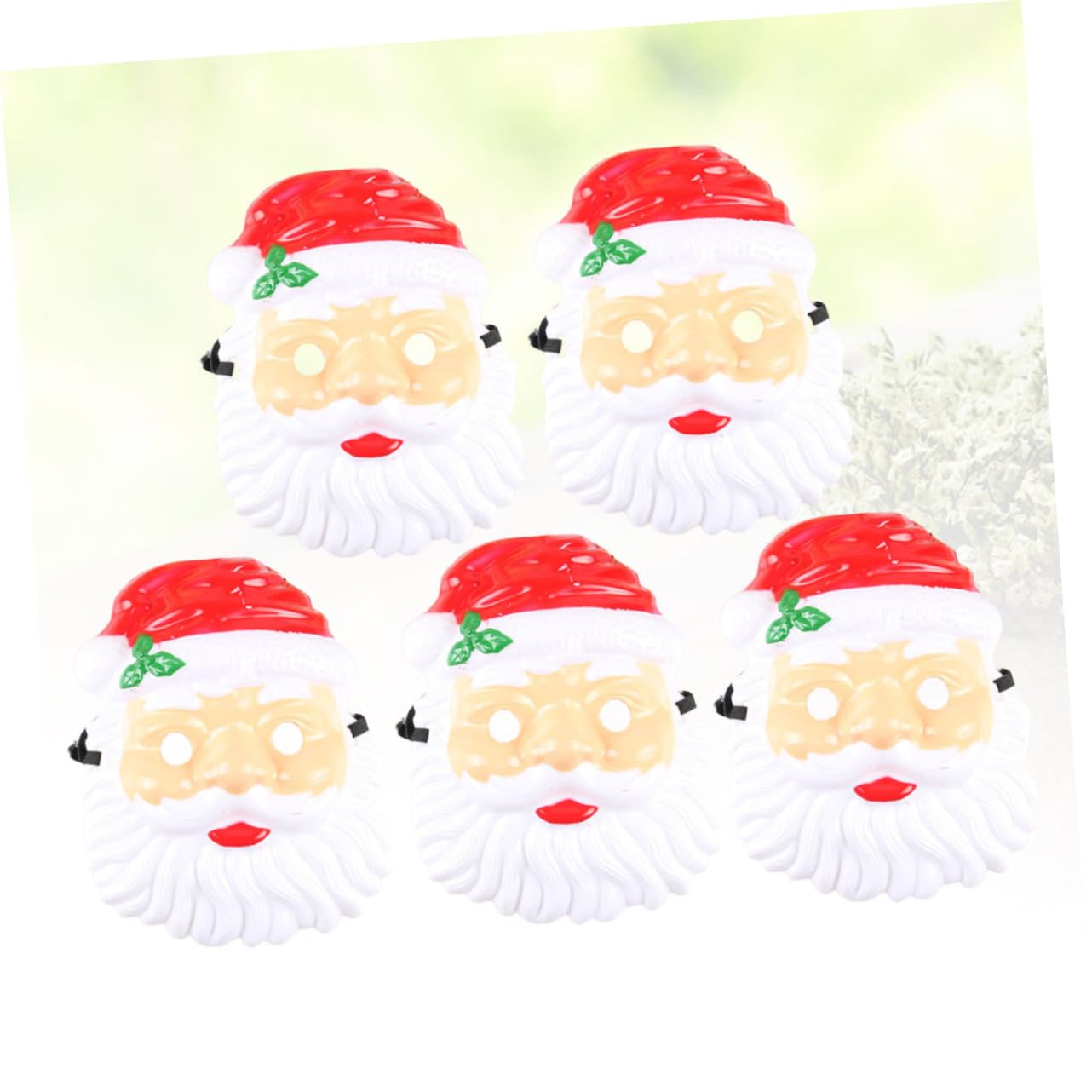 GALPADA 5pcs Santa Claus Design Face Masks for Christmas Party Dress up Funny Plastic Masks for Cosplay Events Photography Props Lightweight Christmas Supplies