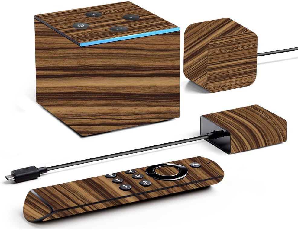 MightySkins Skin Compatible with Amazon Fire TV Cube - Dark Zebra Wood | Protective, Durable, and Unique Vinyl Decal wrap Cover | Easy to Apply, Remove, and Change Styles | Made in The USA