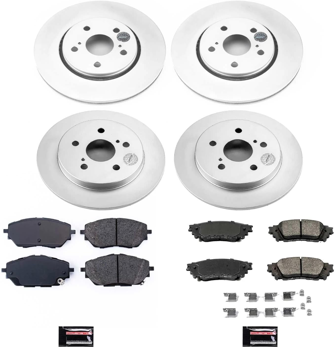 PowerStop Front and Rear Brake Kit For Toyota C-HR 2018 - Fully-Coated Disc Rotors with Z17 Ceramic Brake Pads Replacement, CRK7925