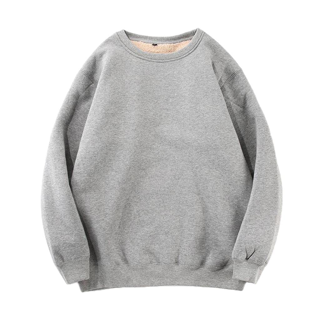 Crew Neck Casual Plus Velvet Thick Sweatshirt Sweat for Winter Easy to Wear gray XL-image-44