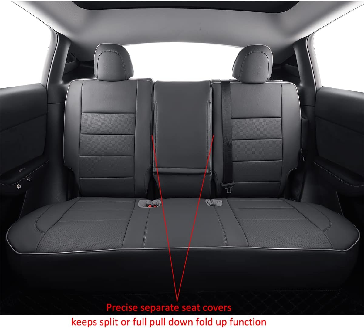 EKR Model 3 Car Seat Covers for Tesla Model 3 2024 2025 Long Range/Base(Not for Performance), SUV Seat Cover Full Set,Factory-Style Interior Upgrade,Easy-Wipe Protection,Leatherette(Gray)
