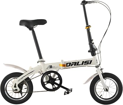 Folding Bicycle, 12/14/16 inches, Folding Bicycle, Lightweight, Small Diameter Cars, Anti-Slip Tires, Front and Rear Mud Guards Equiped, High Carbon Steel Frame, Adjustable Handle, Saddle