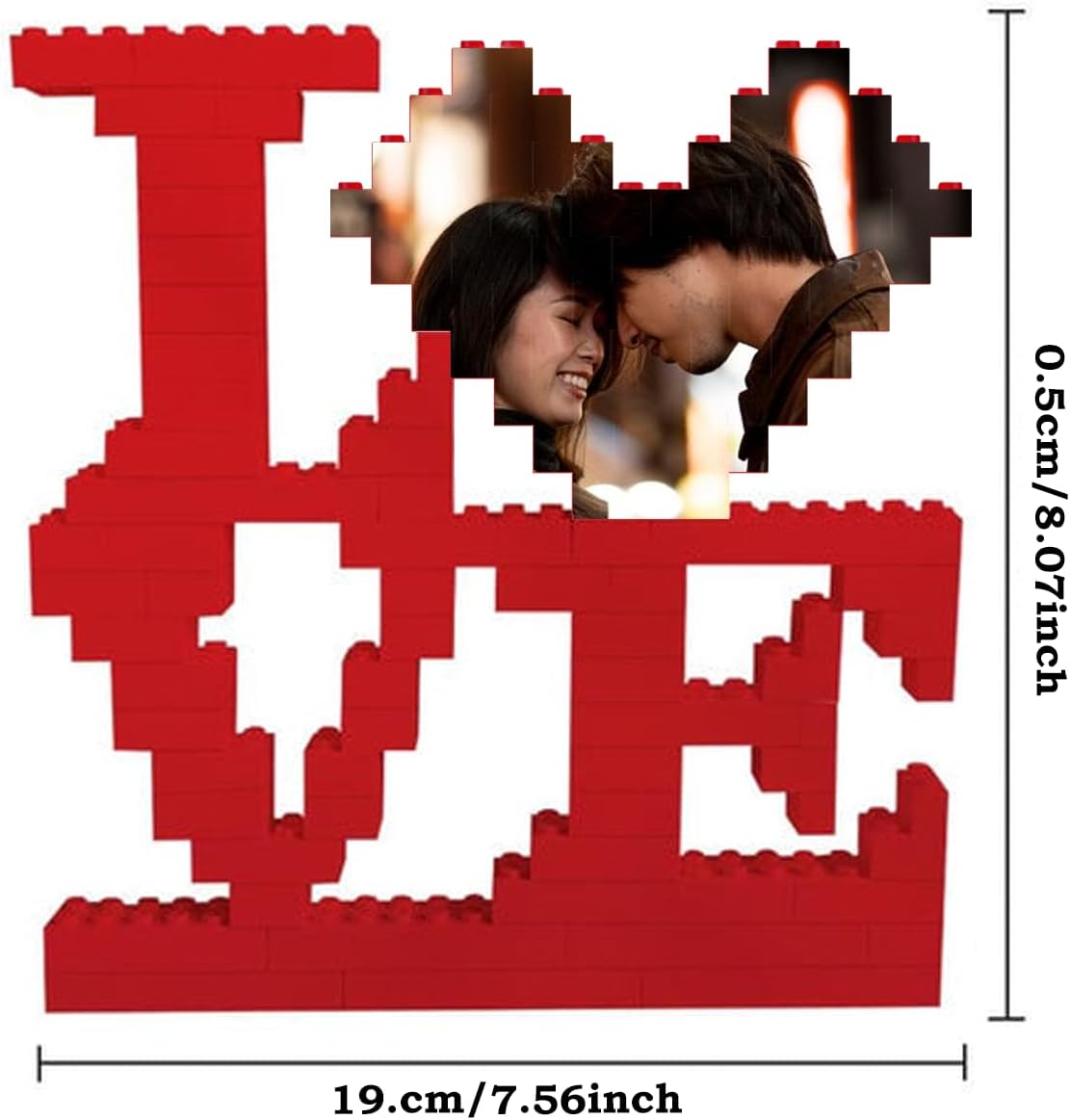 Custom Photo Building Brick - DIY Love Puzzle for Valentine's Day, Birthday, Personalized Heart-Shaped Block Gift for Couples Husband Wife Mom Dad Unique - Unique Custom Gift