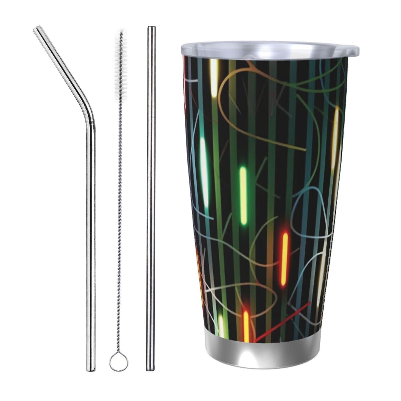 Gobelet en acier inoxydable 591 ml isotherme KHiry léger à rayures avec couvercle