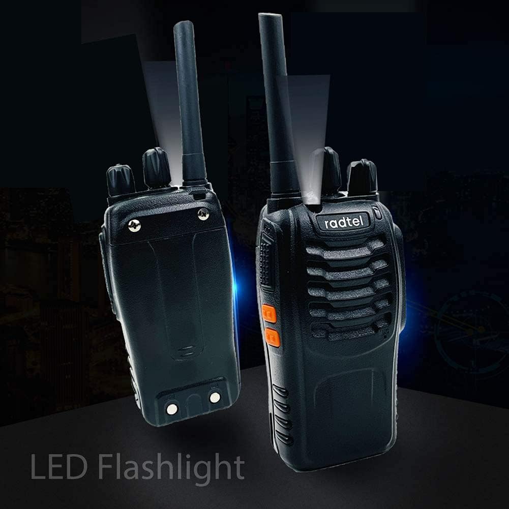 Radtel RT88 Rechargeable FRS Walkie Talkies Long Range Handheld License-Free Two Way Radio 16CH Handsfree USB Charging LED Flashlight with Earpiece (2 Pack)