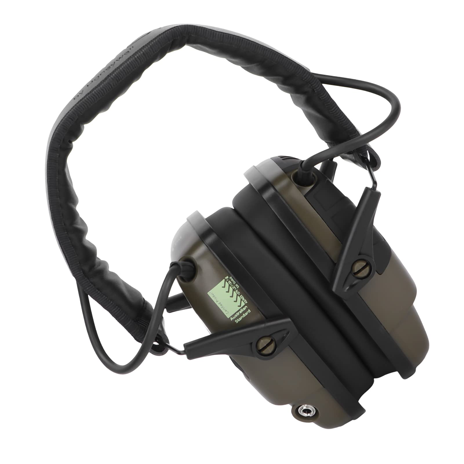 Wakects Cuffie Antirumore,Paraorecchie di Sicurezza Antirumore Pieghevoli con Amplificazione Sonora Elettronica, Jack Audio e Fascia Imbottita per Tiro a e Caccia