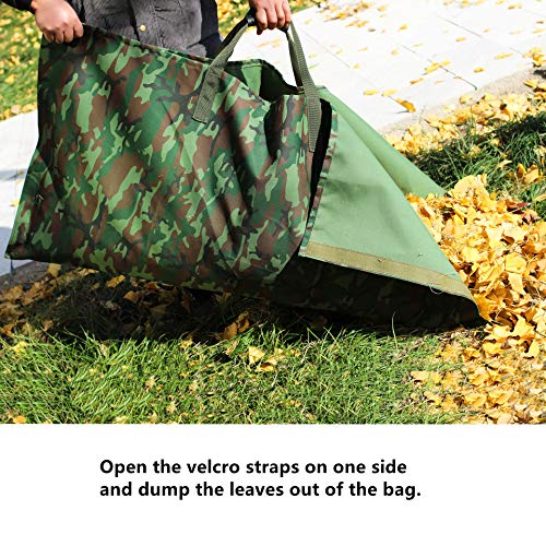 Leaf Bag Garden Lawn Yard Waste Tarp Container Gardening Tote Trash Reusable Heavy Duty Canvas Fabric (Tarp Camo)