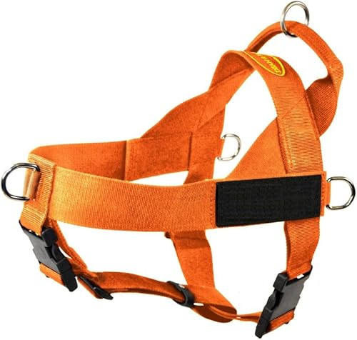 Dean & Tyler DT - Arnés universal sin tirones para perro, con parches negros, naranja, talla S