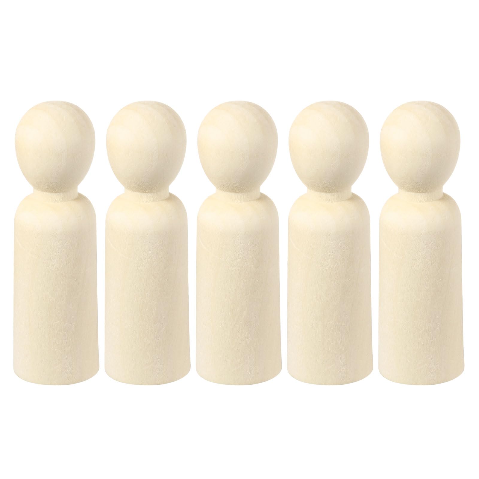 sourcing map 5 Pack Wood Peg, 5 Inch Boy-Shape Wooden Peg People, Unfinished Wooden Peg People Bodies Figures for DIY Art Craft Painting