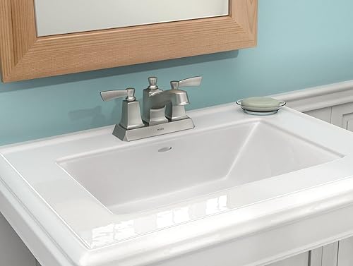 Miniatura 2 de Moen Conway Spot Resist - Grifo de baño con dos manijas de níquel cepillado con montaje de drenaje, WS84922SRN