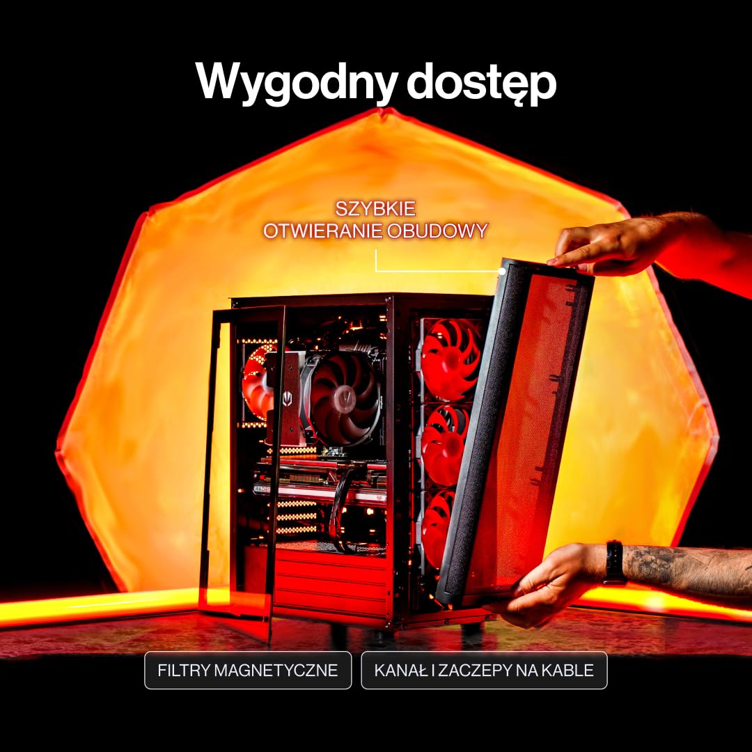 ENDORFY Ventum 400 ARGB, Obudowa PC ATX z Hartowanym Szkłem, 4x Stratus 120 PWM ARGB, Mesh Front, USB-C, Obsługa AiO 360 mm, Gaming Case dla Mini-ITX mATX ATX